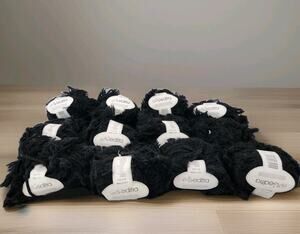 Gedifra Chapello Yarn Lot 12 Skeins Wool Blend Italy Textured Eyelash Yarn Black